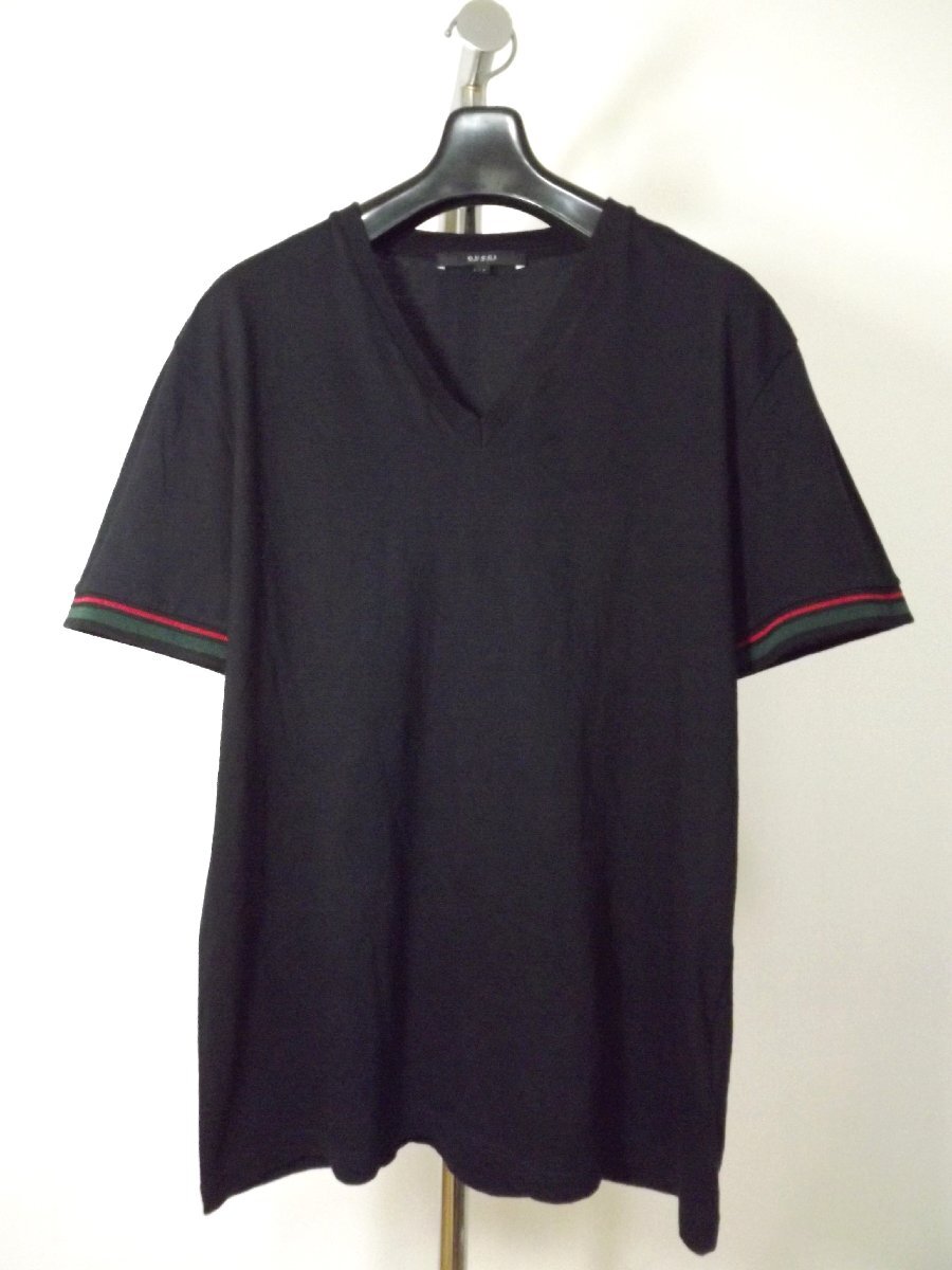 GUCCI(グッチ)イタリア製 袖がグッチカラーライン Tシャツ メンズM 送料無料拍卖