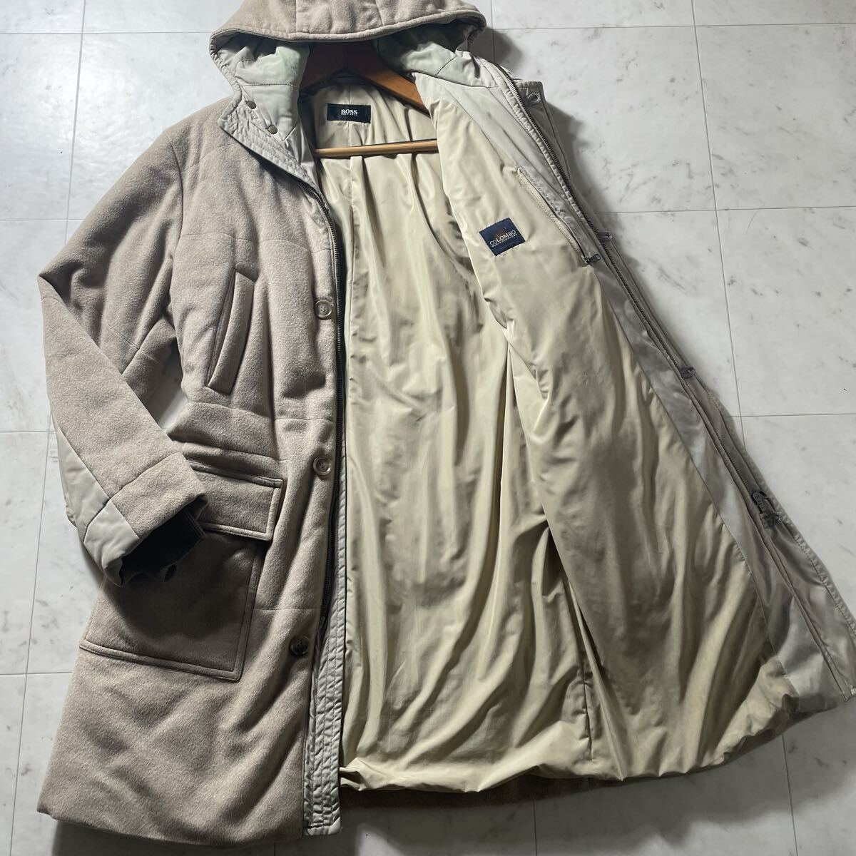 超弩級XL!!!至高のカシミヤ!!!【ヒューゴボス コロンボ】ダッフルコート ロング◎ 中綿◎ 肉厚◎ キャメル◎ 50◎ 【HUGO BOSS COLOMBO】拍卖