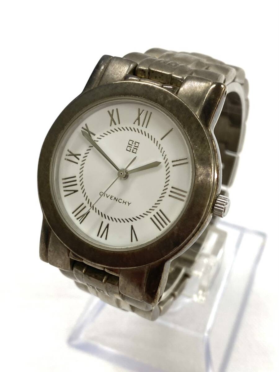3000 H0711-47【1円スタート】GIVENCHY ジバンシー 0150 9A クォーツ ラウンド 白文字盤 ジバンシィ メンズ 腕時計拍卖