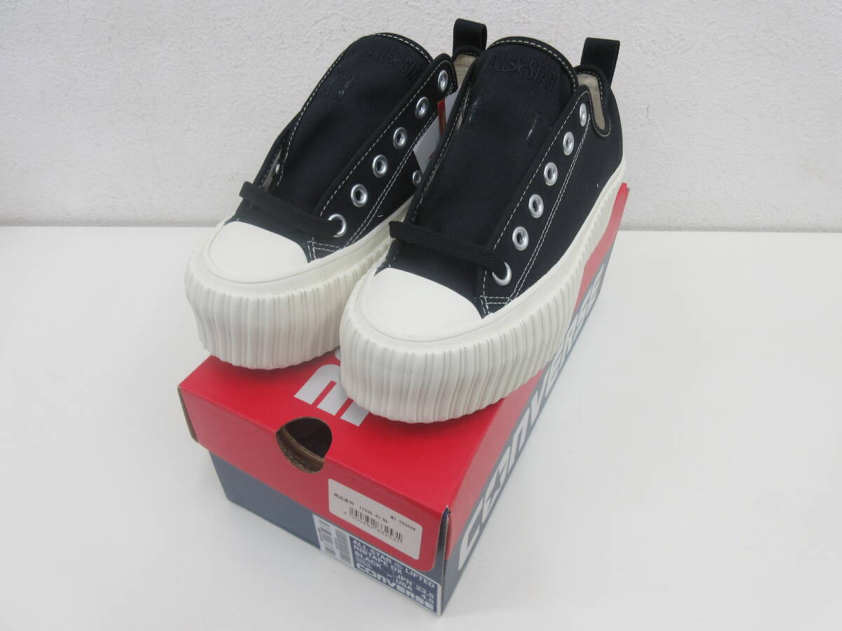 未使用品 CONVERSE コンバース LIFTED RIBTAPE OX 厚底 ブラック 23.5cm スニーカー拍卖