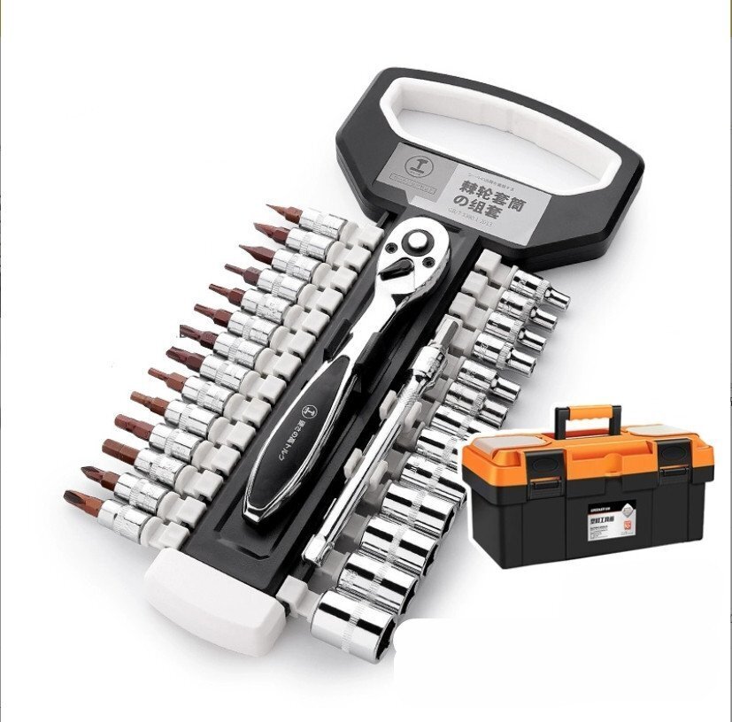 自動車修理セット、ラチェットレンチとソケットセット、両方向型マルチファンクションツール拍卖