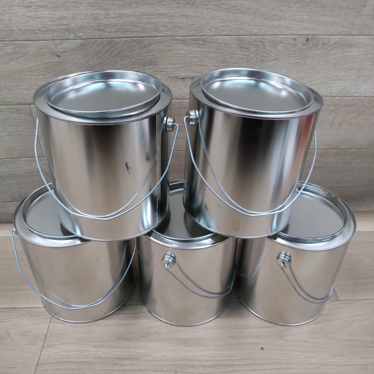 LSD-20251114-1173 手付き丸缶 蓋付き 空缶 塗料缶 塗料 3L 5点セット 工具 DIY用品 現状品拍卖