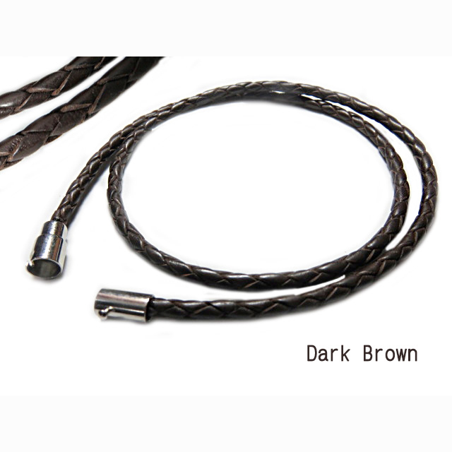 本革紐 3mm×55cm ダークブラウン ネックレス 編み紐 レザーチョーカー ネックレス マグネット拍卖
