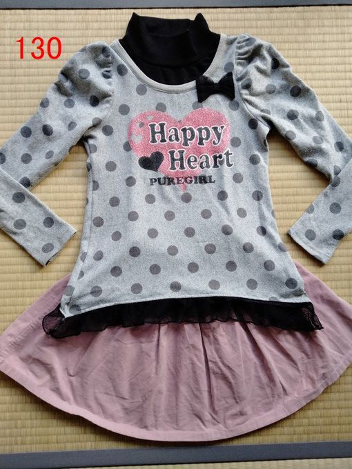 130 ベルメゾン GITA ジータ ピンク 長袖 トップス ラメ ハート 水玉 女の子 女児拍卖