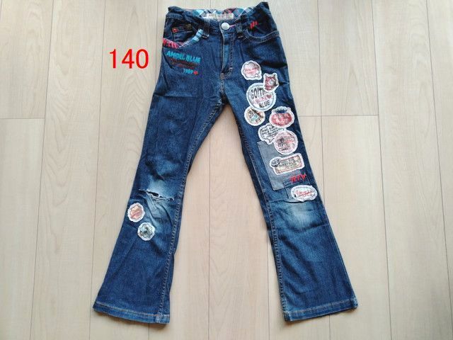 140 ナルミヤ エンジェルブルー ボトムス 長ズボン デニム 女の子 女児拍卖