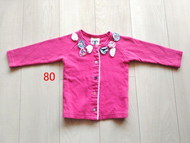80 レディアップルシード カーディガン ピンク 長袖 お花 女の子 女児拍卖