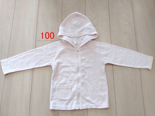 100 長袖 薄ピンク パーカー 女の子 カーディガン タオル拍卖