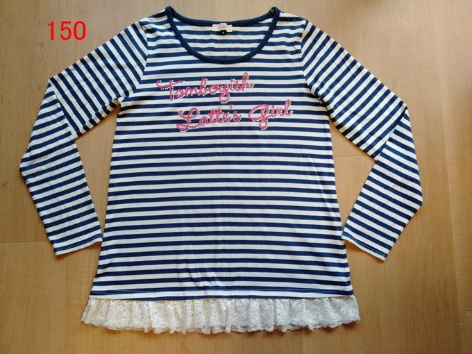 150 ラブトキシック ラメ レース ボーダー 長袖 トップス カットソー Tシャツ 女児 女の子拍卖