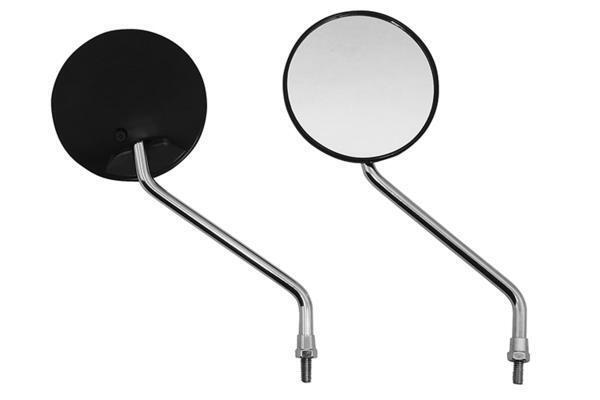 バイクミラー 黒丸型 メッキステータイプ カブ 汎用 新品 ミラー 左右セット バイクパーツセンター拍卖