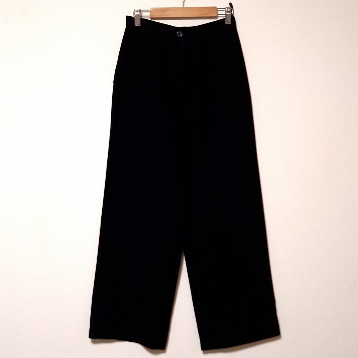 W1006【OF KRIZIA】オフクリツィア ワイドシルエット パンツ ボトムス ハイウエスト ブラック 薄手 軽量 レディース サイズ40(L相当)/QQ拍卖