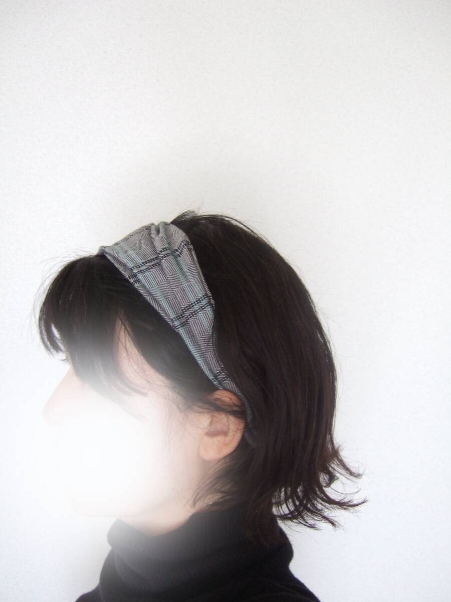 ★即決★ハンドメイド うっとりなめらかな肌触り グレンチェックのゆるターバン* ヘアバンド コーデのアクセントに拍卖