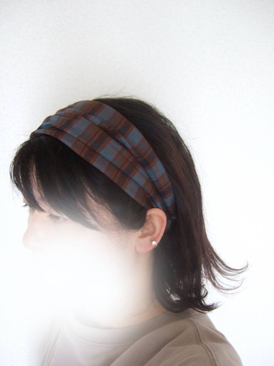 ★即決★ハンドメイド 秋のコーデのアクセントに チェック しっとり滑らかな肌触りでおすすめ 薄手のゆるターバン* ヘアバンド 拍卖