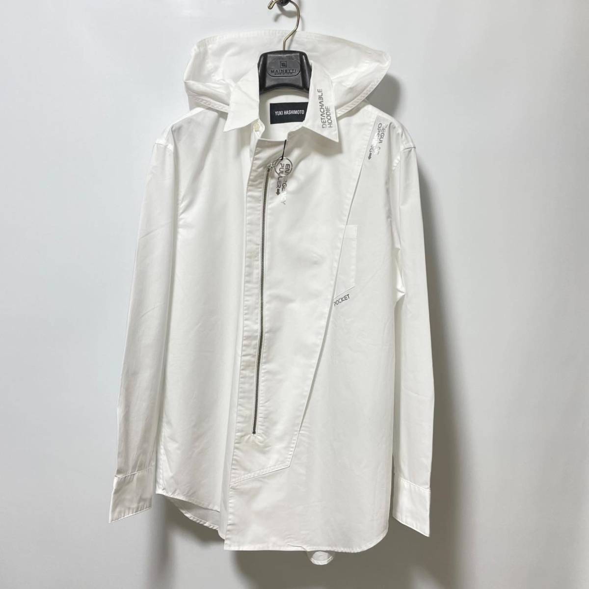 新品 YUKI HASHIMOTO ユウキハシモト 21SS デタッチャブルフードシャツ 44 定価47,300円 送料230円〜 DETACHABLE HOODED SHIRTS メンズ 白拍卖