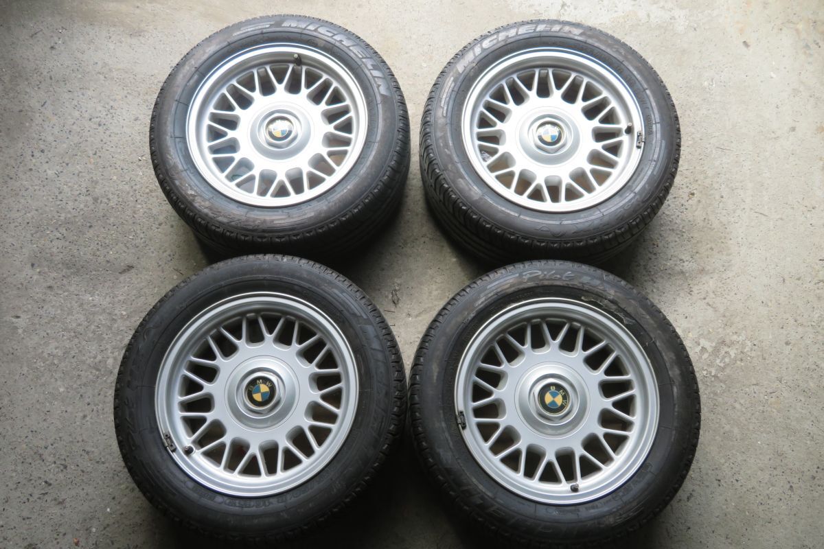 【ジャンク】BMW純正アルミホイール 16インチ 4本セット★タイヤ付き(使用不可)★BBS風クロススポーク★E39/E34系などに?拍卖