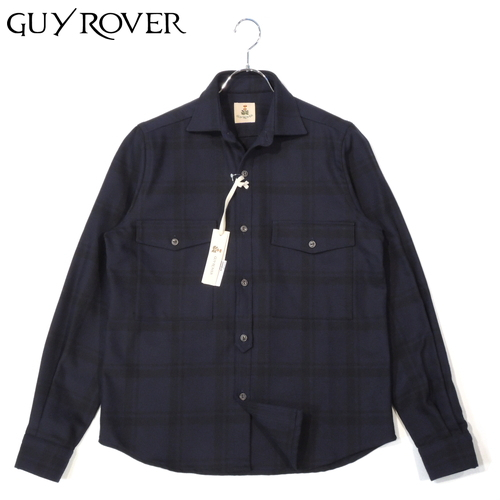 【40%OFF・新品・M】GUY ROVER(ギローバー)コットンツイルチェック ミリタリーシャツジャケット ダークネイビー×ブラック GR416-532625拍卖