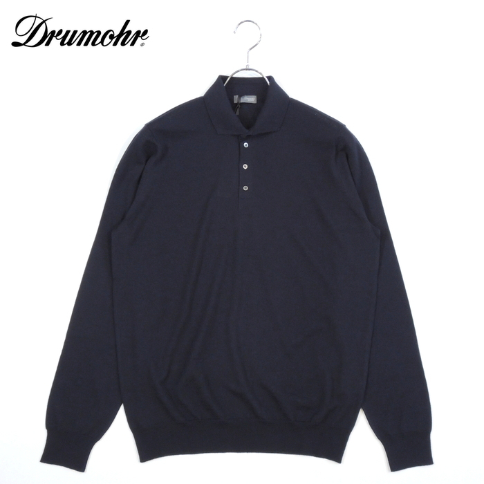 【40%OFF・新品・48】Drumohr MODERN(ドルモア)スーパーファインメリノウール 30GGハイゲージニットポロシャツ ネイビー D0D145-790拍卖