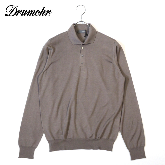 【40%OFF・新品・52】Drumohr MODERN(ドルモア)スーパーファインメリノウール 30GGハイゲージニットポロシャツ グレージュ D0D145-548拍卖