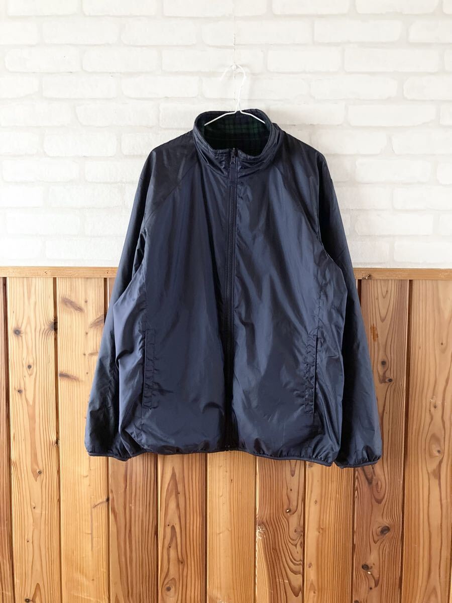 UNIQLO ユニクロ メンズ リバーシブル ナイロンジャケット XLサイズ フリース 紺 緑 ネイビー ブルゾン ジャンパー fleece jacket Z拍卖