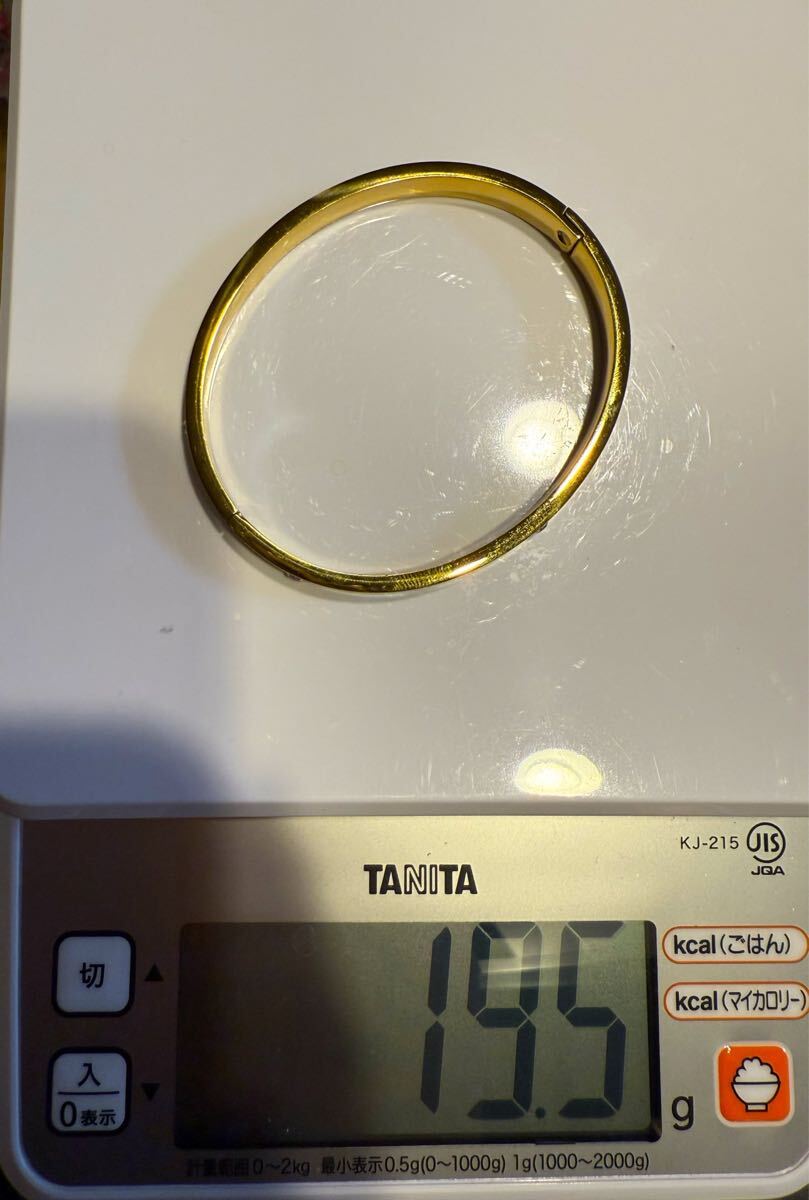 遺品整理 アクセサリー ブレスレット バングル ゴールドカラー イエローゴールド 透明石付 片方ピアス 2点セット ピアスキャッチk18刻印有拍卖