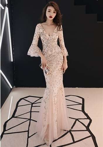 未使用 発表会 舞台 結婚式 チュール スパンコール マーメイド フォ-マル ドレス 13号 XL (OPN2854)拍卖