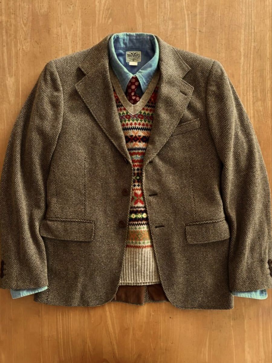 名作 RRL Honeycomb Tweed Jacket 38S Made in Italy ハニカムツイードジャケット スポーツコート (ラルフローレン ビンテージ拍卖