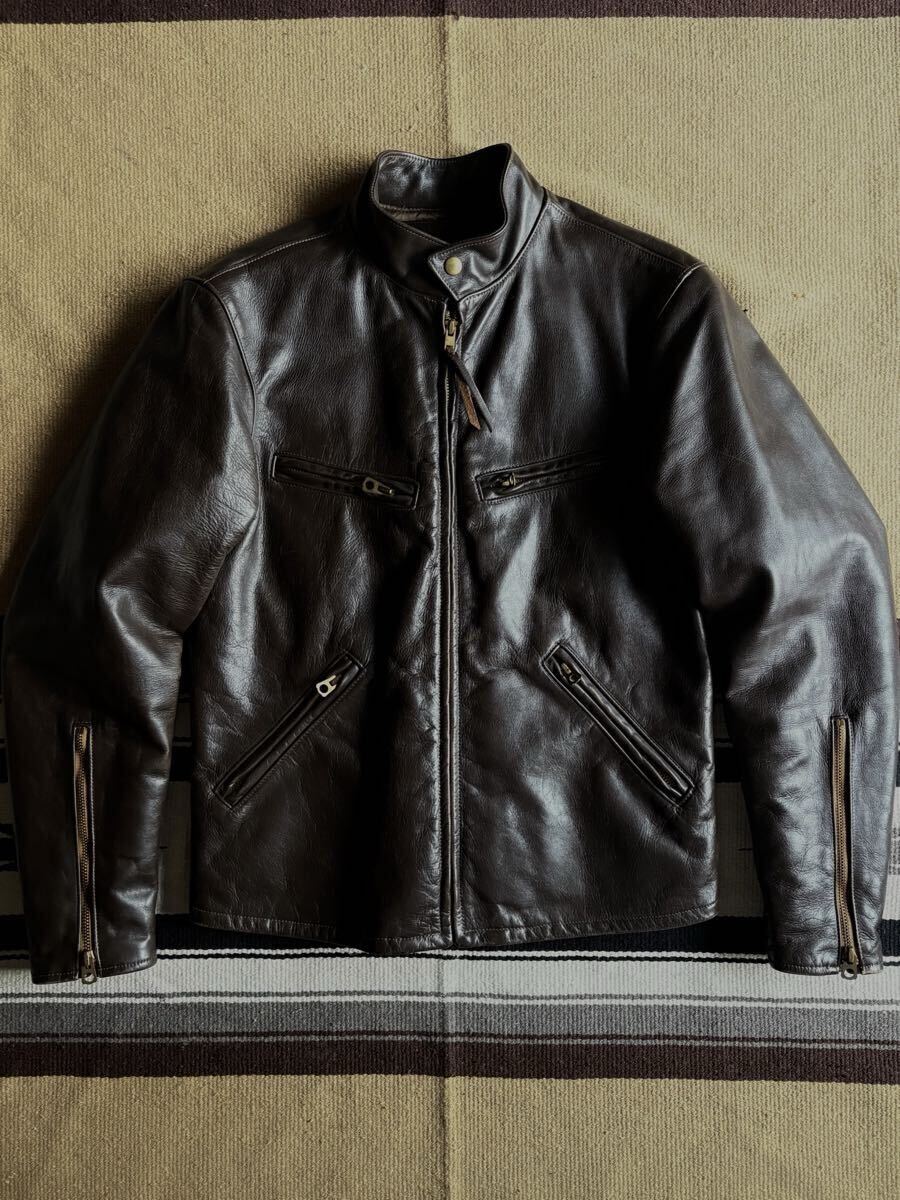 名作 RRL WILKINS LEATHER JACKET (S) レザーライダースジャケット (ラルフローレン ビンテージ拍卖