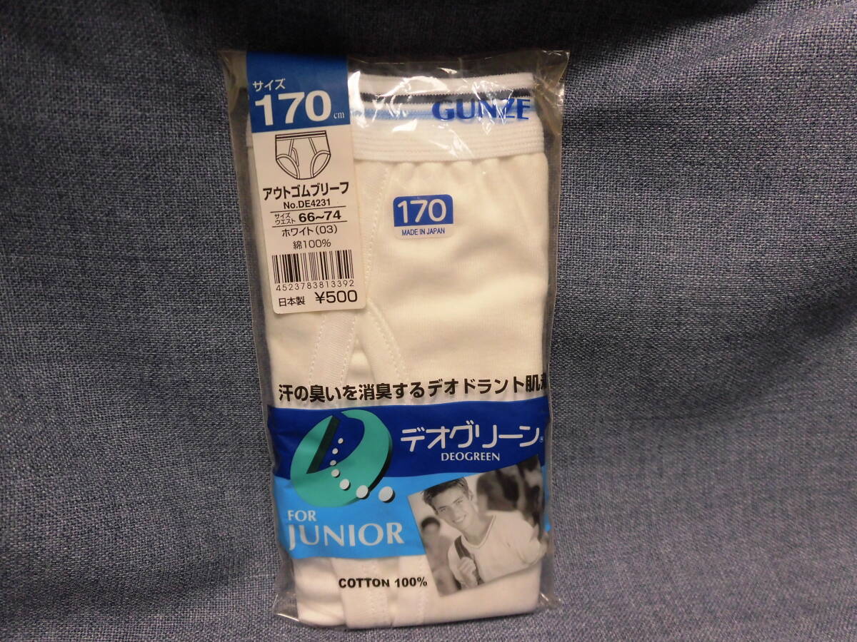 レトロ グンゼ ジュニア デオグリーン アウトゴム 170サイズ ブリーフ パンツ 白 少年 ボーイズ 男児 スクール 5673拍卖