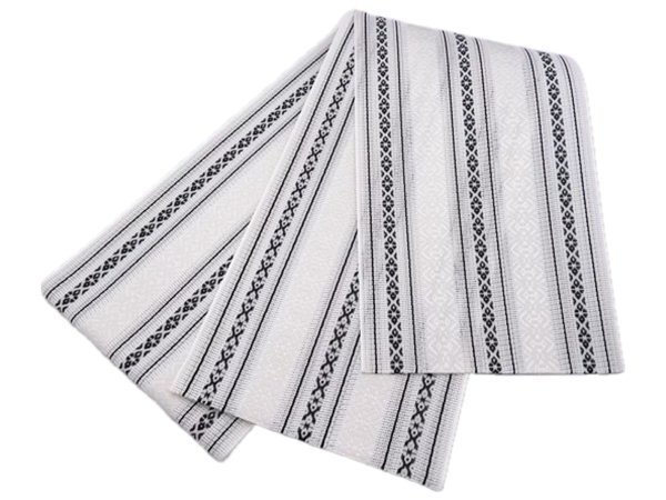 着物美人 半幅帯 紗献上 長尺 日本製 浴衣帯 細帯 夏帯 帯 くすみ 浴衣帯白 半幅帯白 浴衣帯縞 半幅帯縞 女性 【 白 黒 献上柄 】k462000-3拍卖