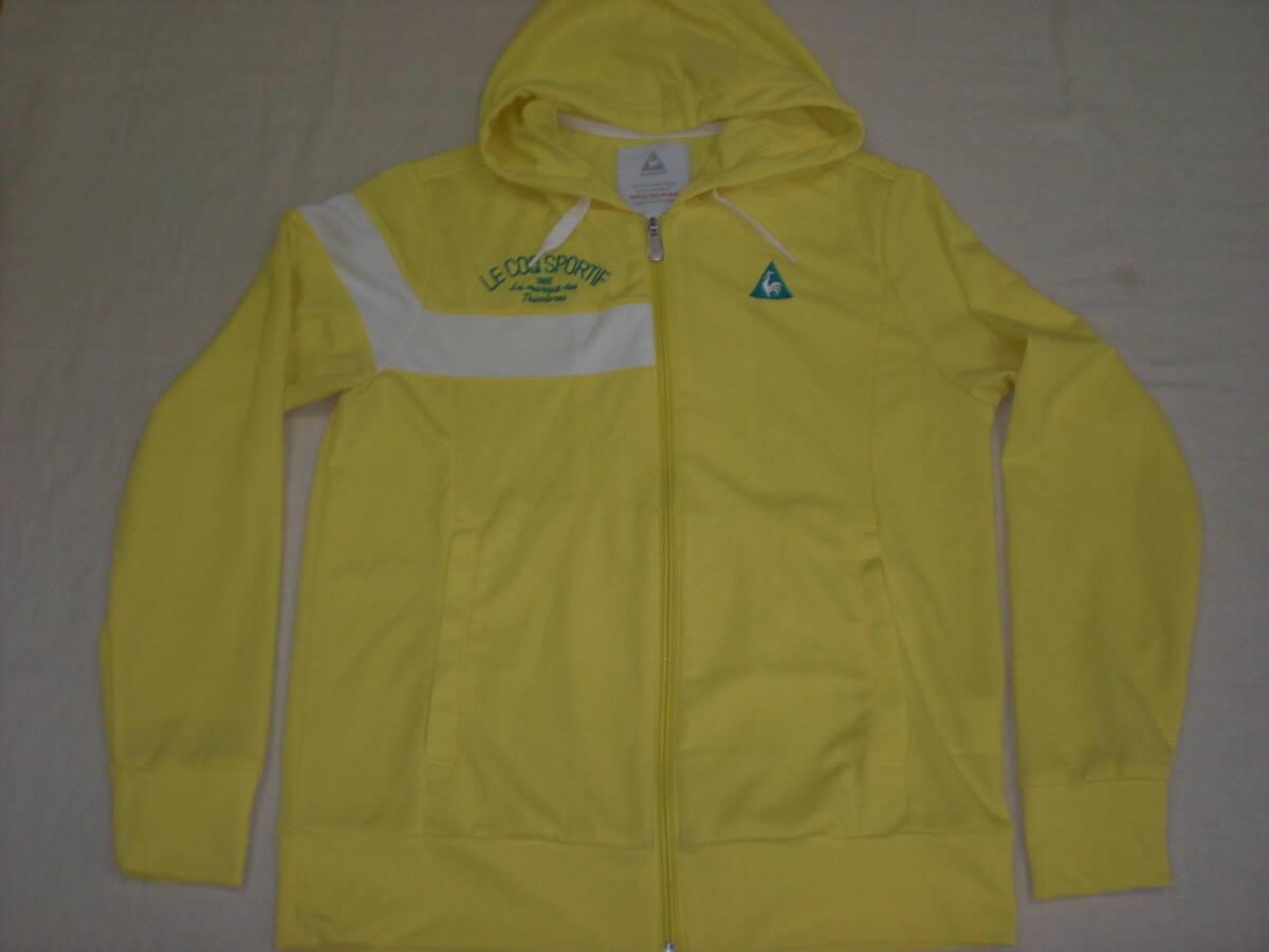 ルコックゴルフ・レディス 薄黄×白 フルジップ ライトパーカー(M) USED 拍卖