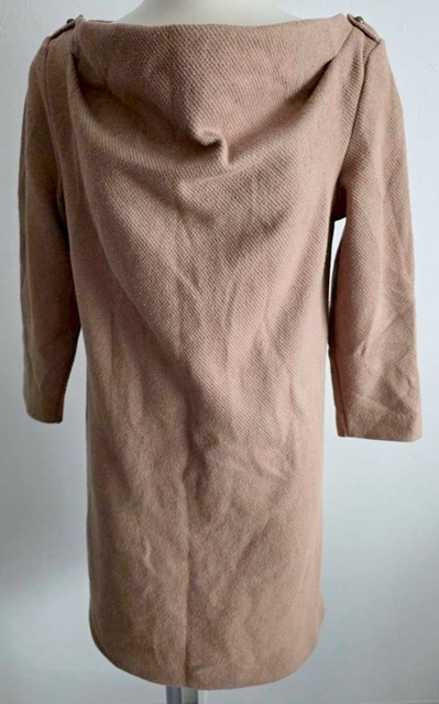 Mサイズ NATURAL BEAUTY BASIC 七分袖 ワンピース ドレープネック ストレッチ キャメルベージュ 茶 秋冬拍卖