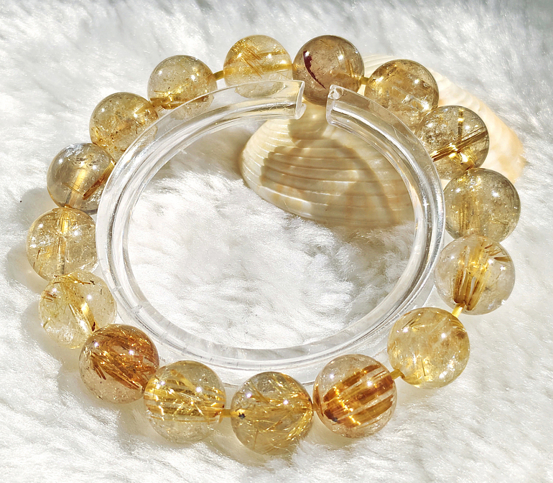 N00418◆Bigstone◆新品*11.5mm*天然本物保証*金運UP【ゴールドタイチンルチル】天然石ブレス 拍卖