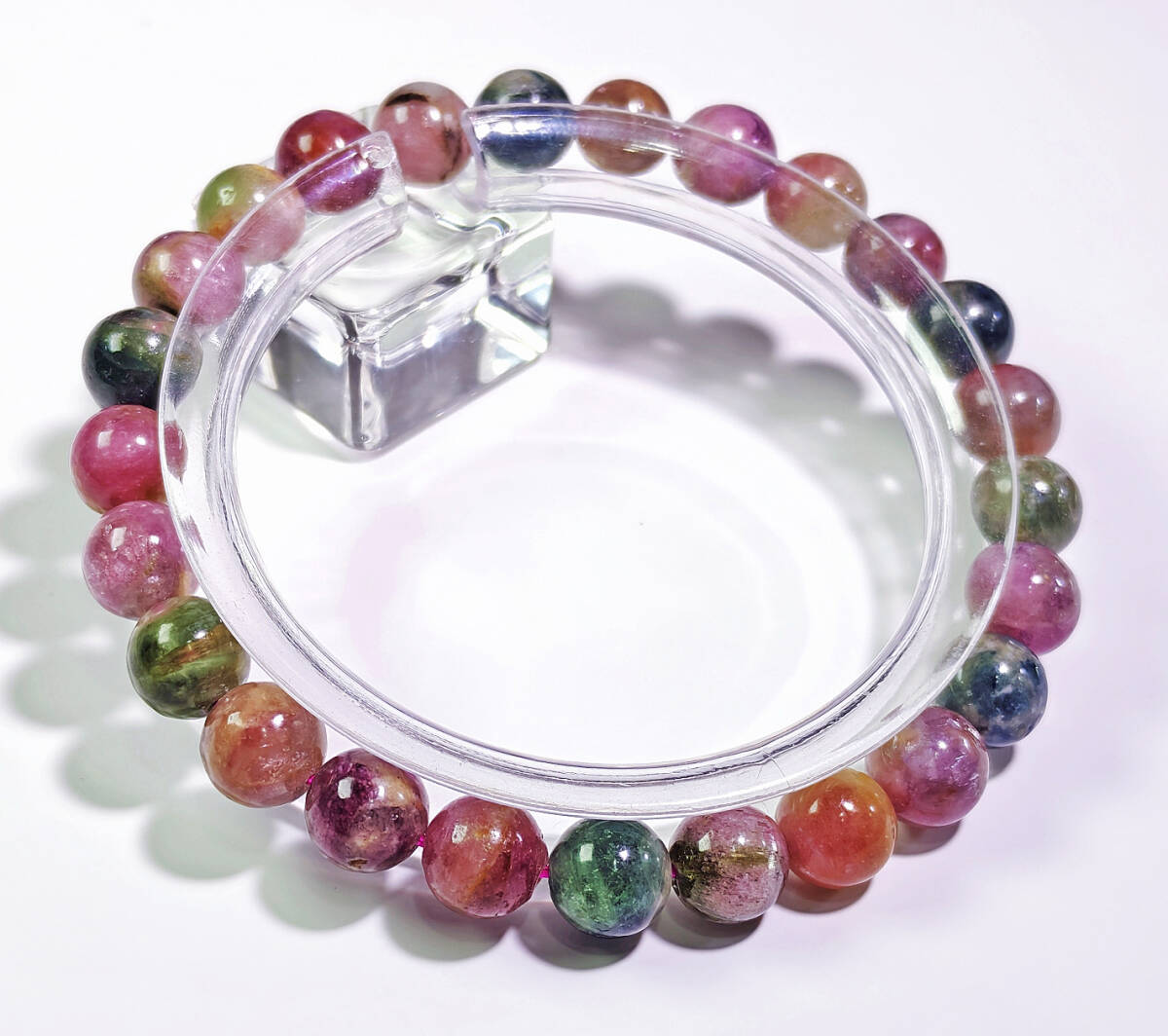 N00067◆Bigstone◆新品*7.5mm*ブラジル産*【ミックスカラートルマリン】天然石ブレス 拍卖