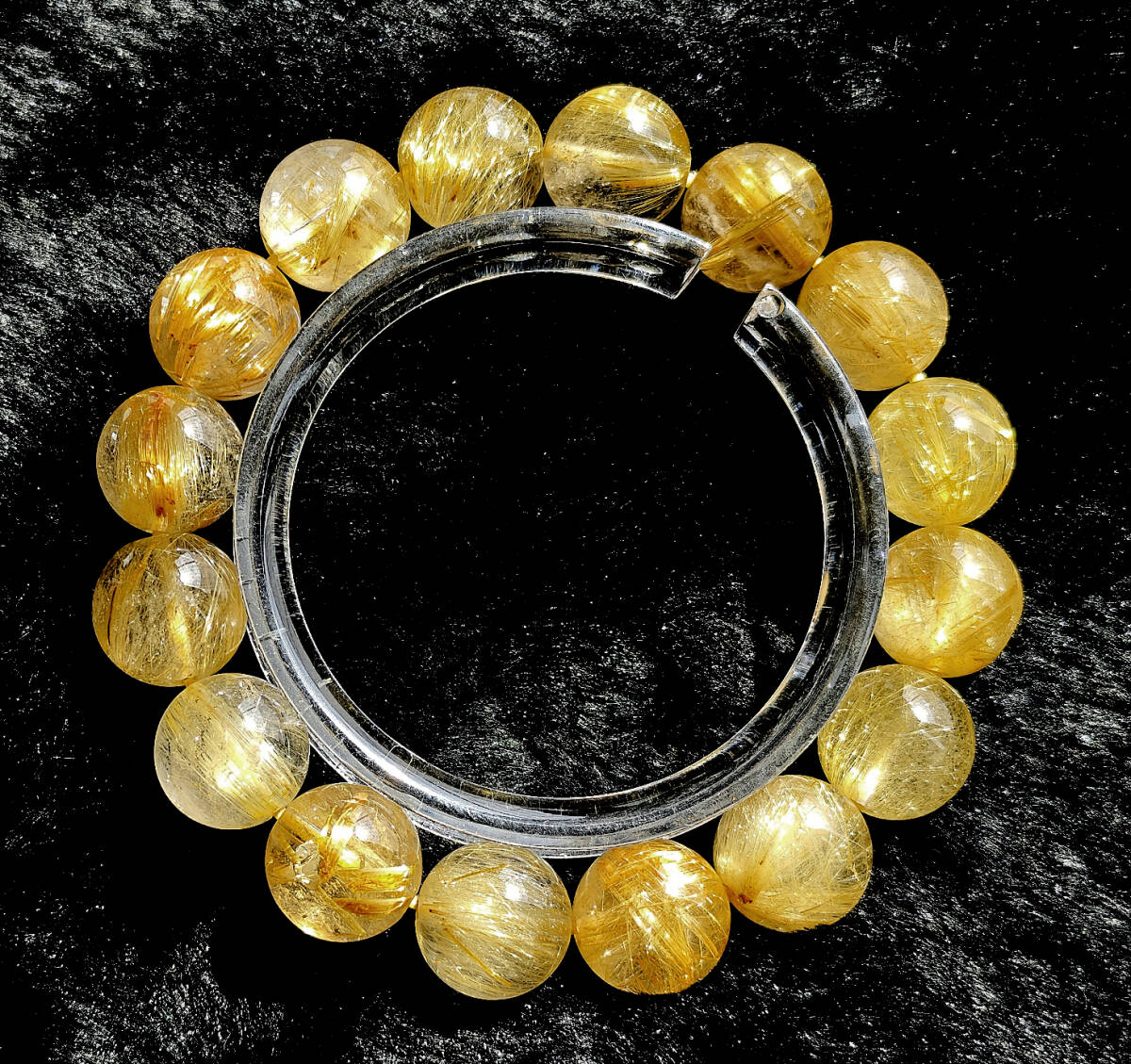 N00620◆Bigstone◆新品*12mm*ブラジル産*美品【6Aゴールドタイチンルチル】天然石ブレス拍卖