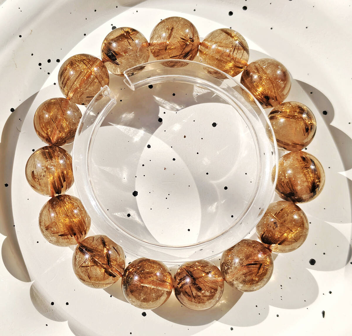 N00713◆Bigstone◆新品*ブラジル産*超大*14mm*銅髪【5Aコッパータイチンルチル】天然石ブレス 拍卖