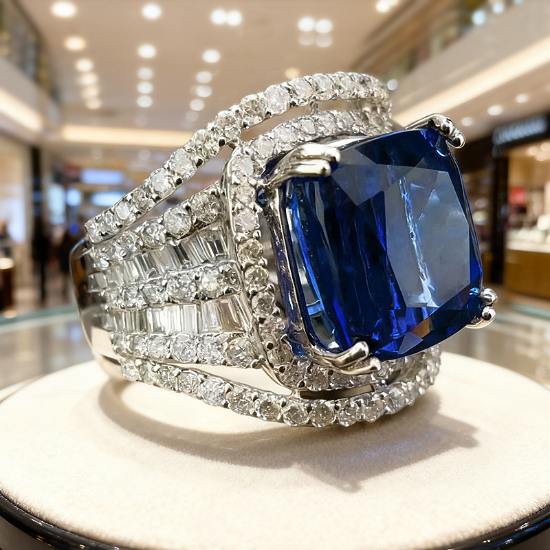 N251035◆Bigstone◆12/14/16/18号選び可【存在感な印象】ブルー*ファッション印象*豪華なリング拍卖