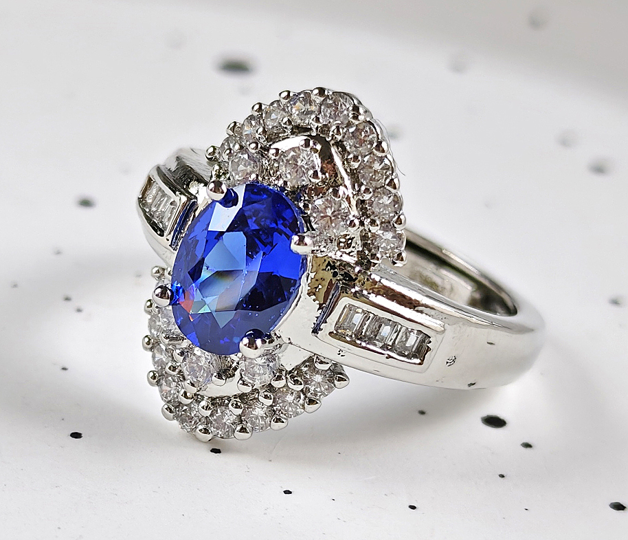 N2508100◆Bigstone◆【魅力のブルー】女王スタイル*大豪華な宝石*欧米大人気*高品質なリング*13~15号 フリー拍卖