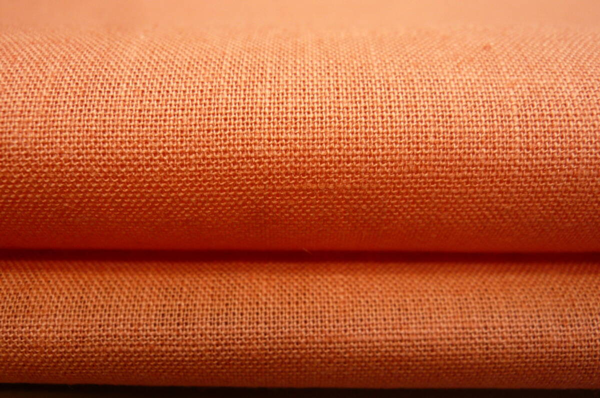 C646・リネン混・オレンジ4m・無地・微張・ブラウス・スカート・ワンピース・子供服拍卖