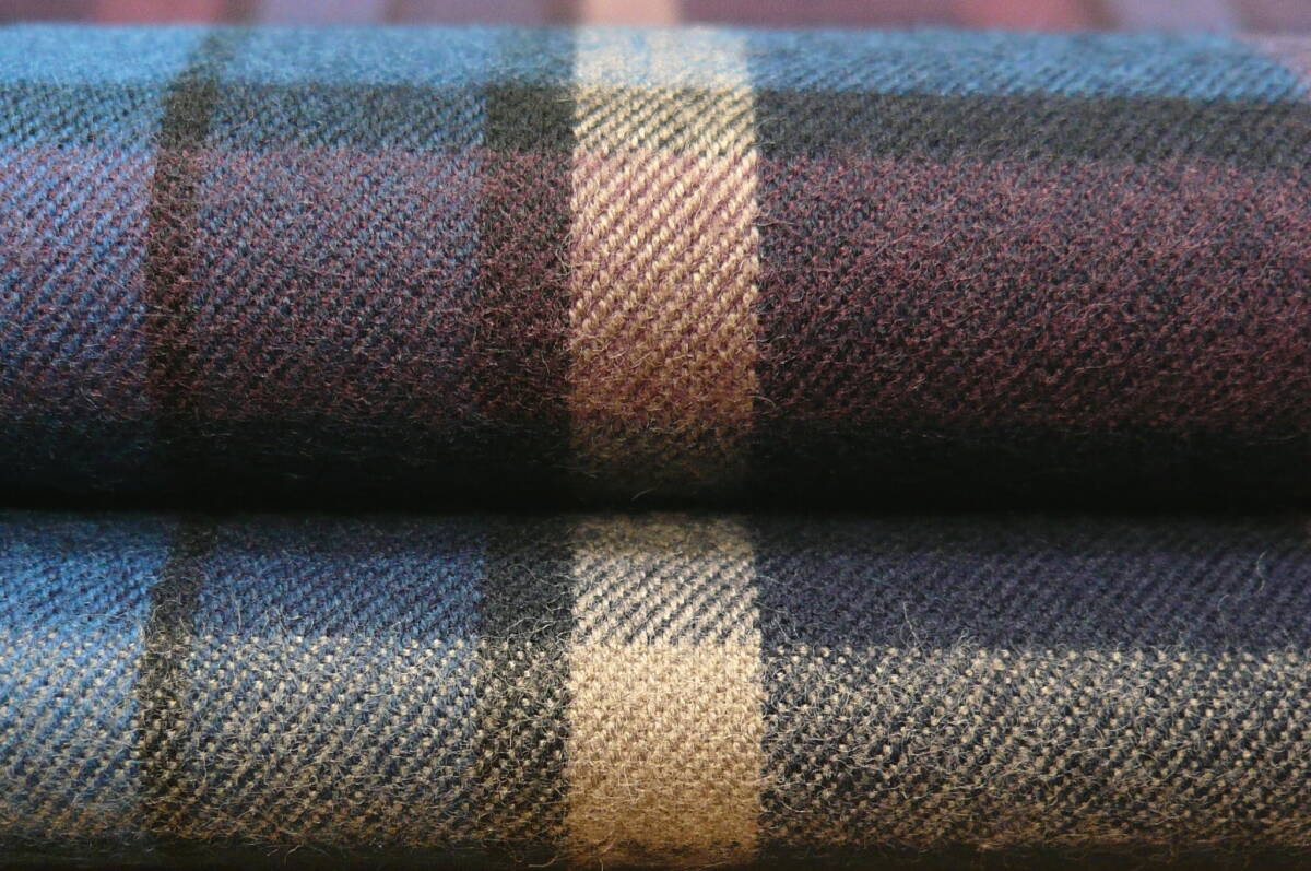 C648・綿100%・青系3m・チェック・綾織・表起毛・毛並有・ブラウス・スカート・ワンピース・子供服拍卖