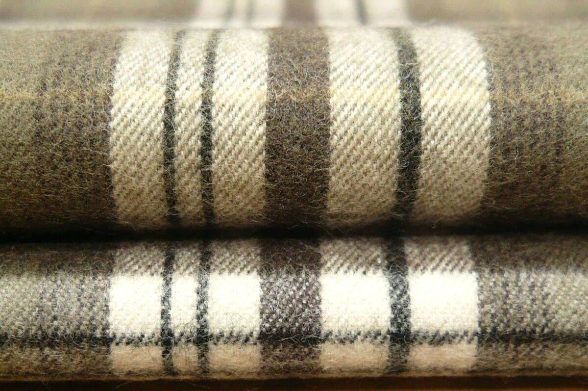 C651・綿100%・カーキーグリーン系3m・チェック・綾織・表起毛・毛並有・ブラウス・スカート・ワンピース・子供服拍卖