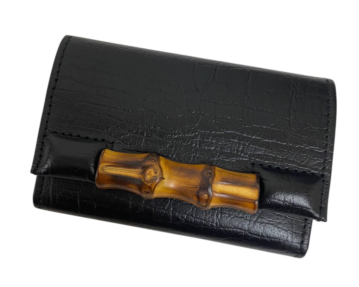 未使用・保管品! GUCCI グッチ 6連 キーケース バンブー&レザー 112552 ブラック系 箱付き 黒系 鍵 バンブーモチーフ拍卖