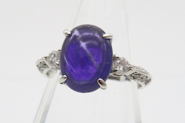 鑑別書付き◎Pt900 プラチナ900 天然サファイア3.08ct&ダイヤモンド0.23ct リング 約10号サイズ 約4.3g サファイアダイヤリング 指輪 美品拍卖