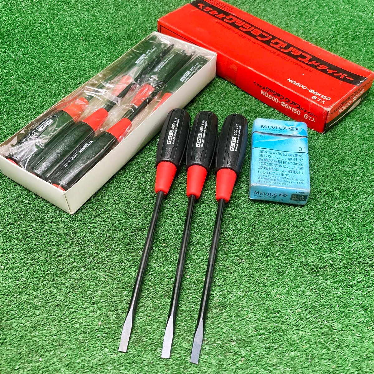 今落o125 ベッセル BESSEL ■マグネット入り クッショングリップドライバー マイナスドライバー №600 6-150 ★9本セット拍卖