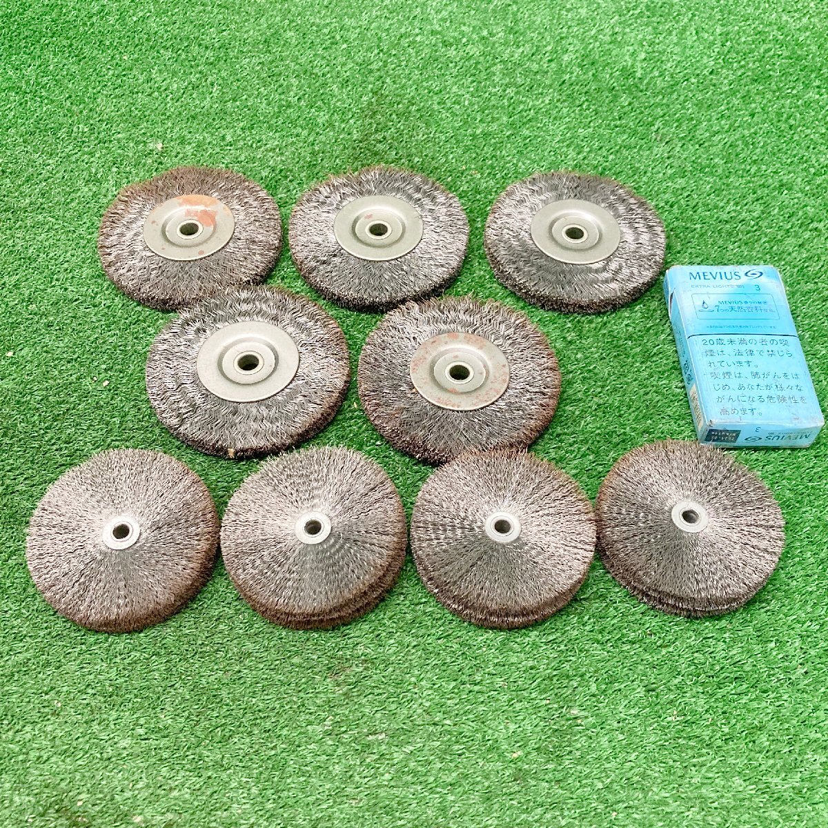 今落o391 ホイールワイヤーブラシ ワイヤーホイール 外径φ約80mm、約100mm、内径約φ7mm、約φ10mm ★9個セット拍卖