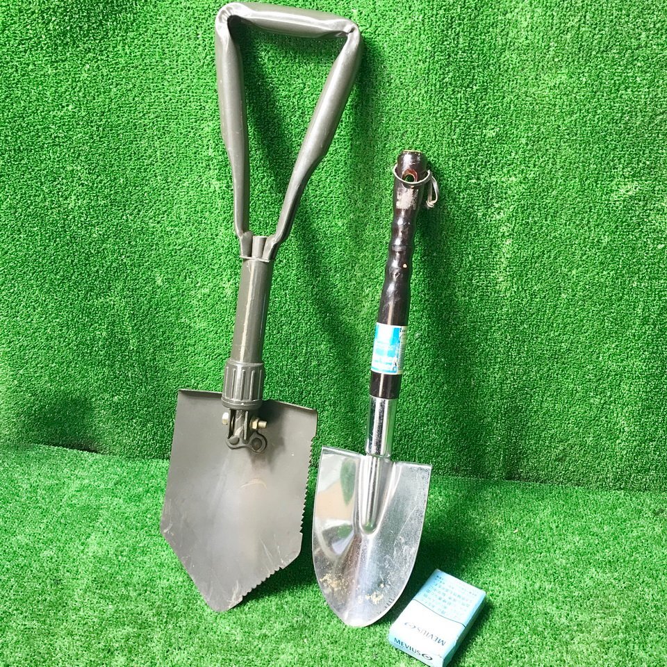 堺蒼f342 ■折りたたみシャベル/キャンピングショベル 太『C-1』等 全長約460mm~590mm キャンプ/ガーデニング/災害対策用品 ★計2点セット拍卖