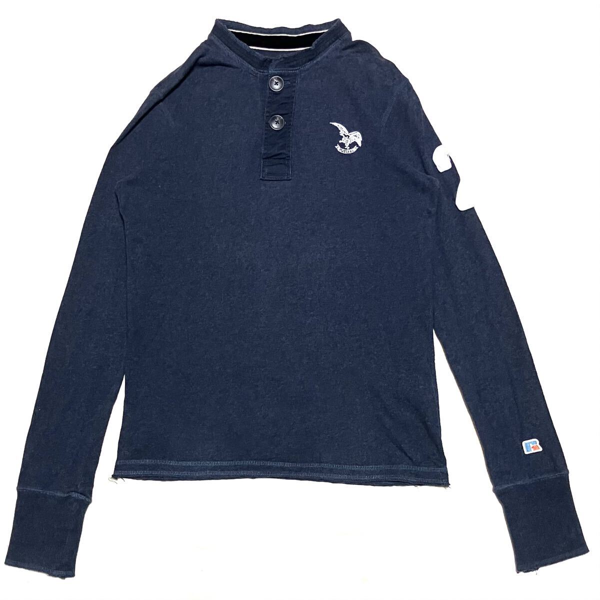 送料無料 RUSSELL ATHLETIC USA ヘンリーネック カットソー 厚手 袖長拍卖