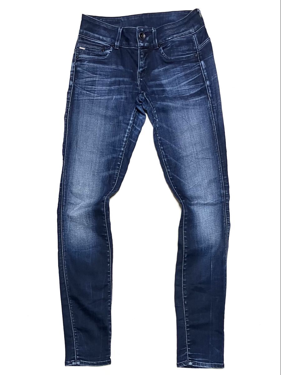 送料無料 美品 美脚 G-STAR ROW slender denim 強ストレッチデニム拍卖