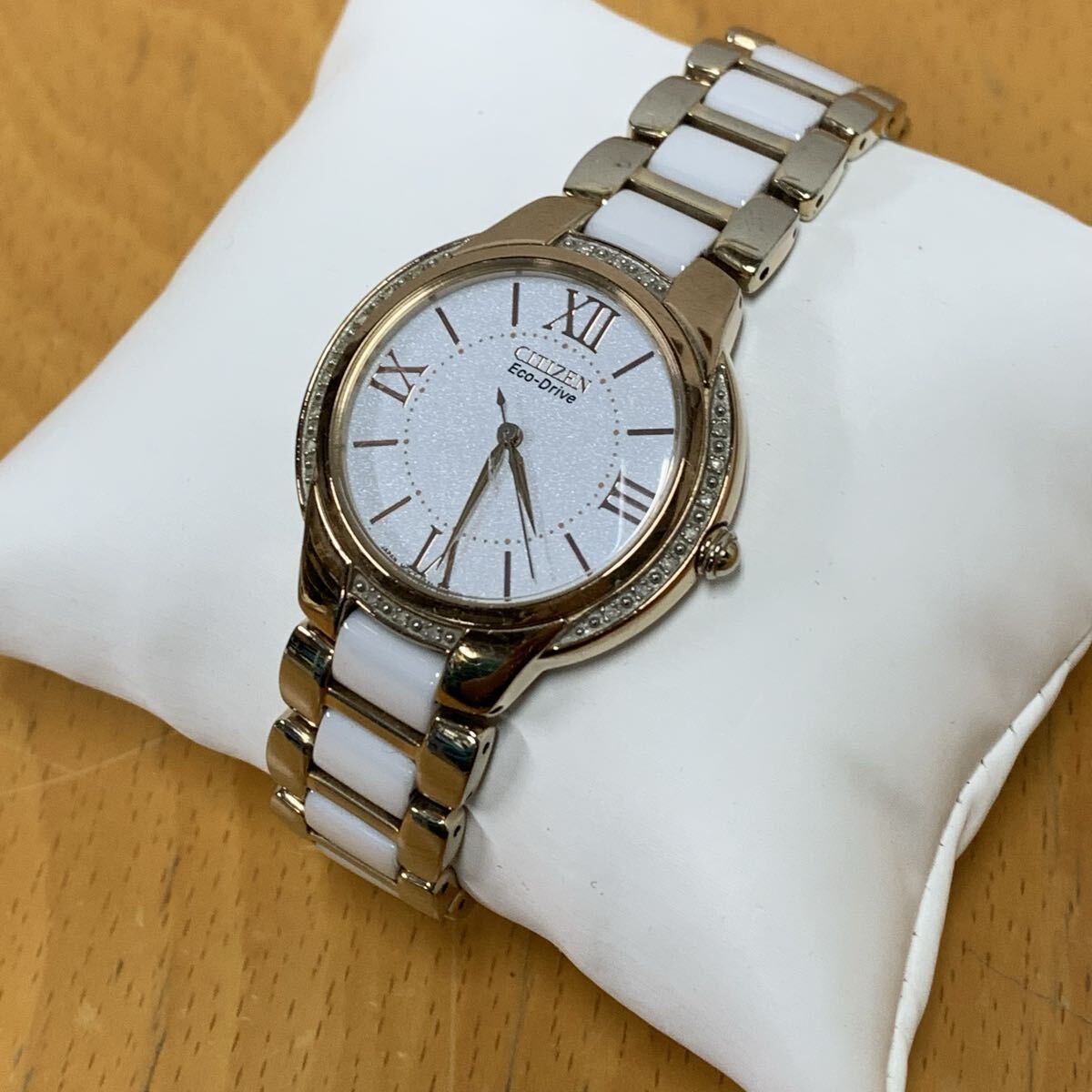 11-115 CITIZEN Eco-Drive シチズン エコドライブ 腕時計 ソーラー セラミック ダイヤ レディース 婦人 ファッション小物 ウォッチ 拍卖