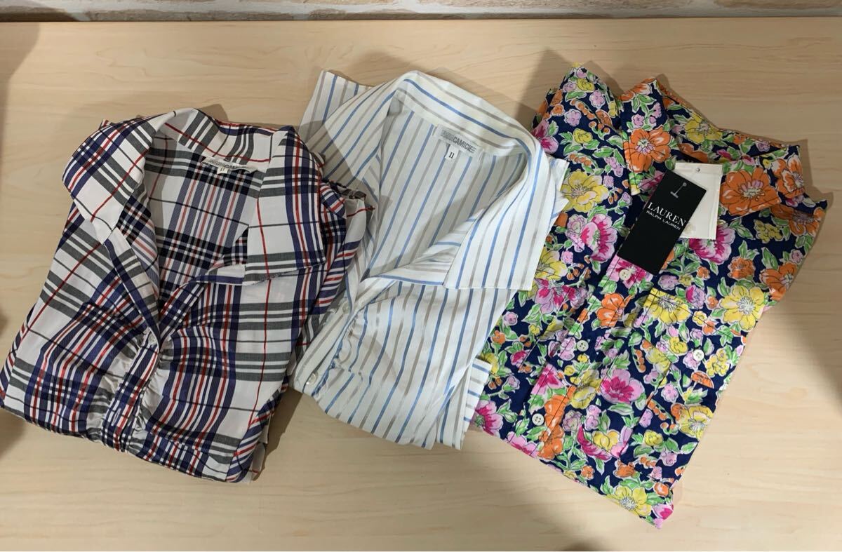 A11-049 Lauren Ralph Lauren ラルフローレン フローラル柄 長袖 シャツ NARACAMICIE ナラカミーチェ 半袖 チェック ストライプ レディース拍卖