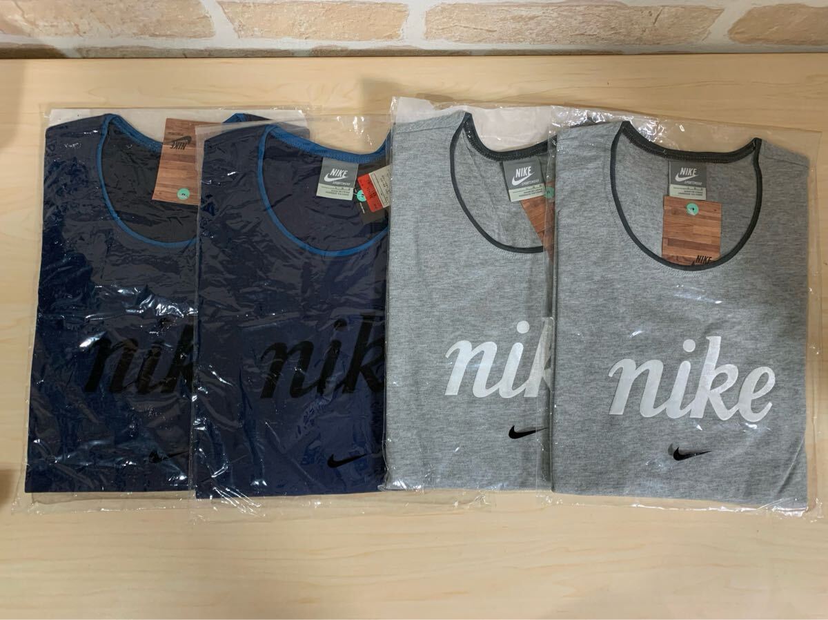 A11-057 ナイキ Nike Tシャツ 4点 おまとめ セット ロゴ ネイビー グレー サイズ L レディース 婦人 未開封 カジュアル ファッション拍卖