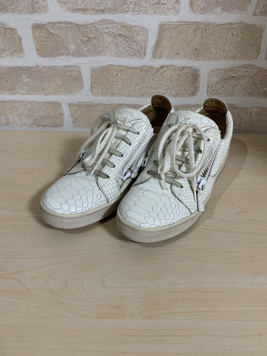 A11-062 Giuseppe Zanotti ジュゼッペザノッティ スニーカー 靴 サイドジップ イタリア製 43 メンズ 男性 シューズ レザー カジュアル拍卖